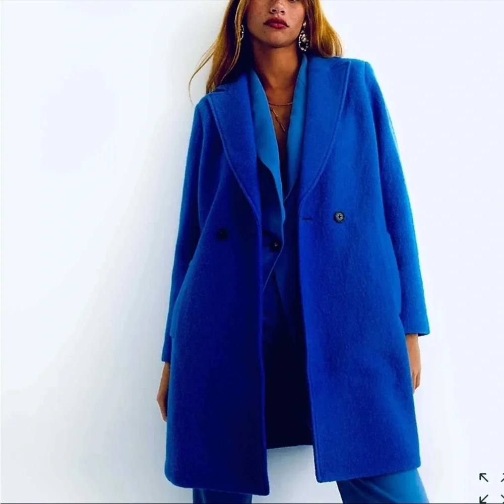 J. CREW‎ DAPHNE BOILED ITALIAN WOOL TOPCOAT ROYAL BLUE SIZE 8